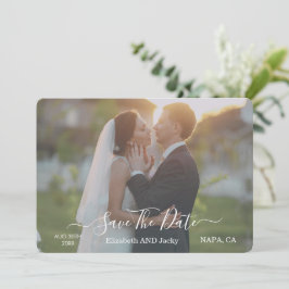 Reserve A Data Elegant Classic Black and White Caligraphy Wedding