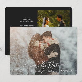 Reserve A Data Elegant Classic Black and White Caligraphy Wedding