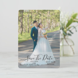 Reserve A Data Elegant Classic Black and White Caligraphy Wedding