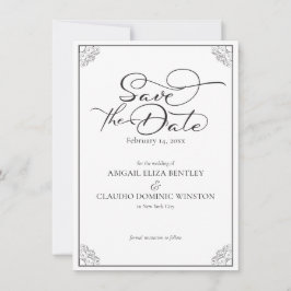 Reserve A Data Elegant Classic Black & White Calligraphy Wedding