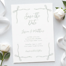 Reserve A Data Elegant Coquette Sage Green Bows and Vows Wedding