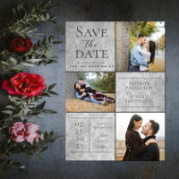 Elegant Damask Three Photo Collage | Cinza