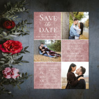 Elegant Damask Three Photo Collage | Cor de Rosa