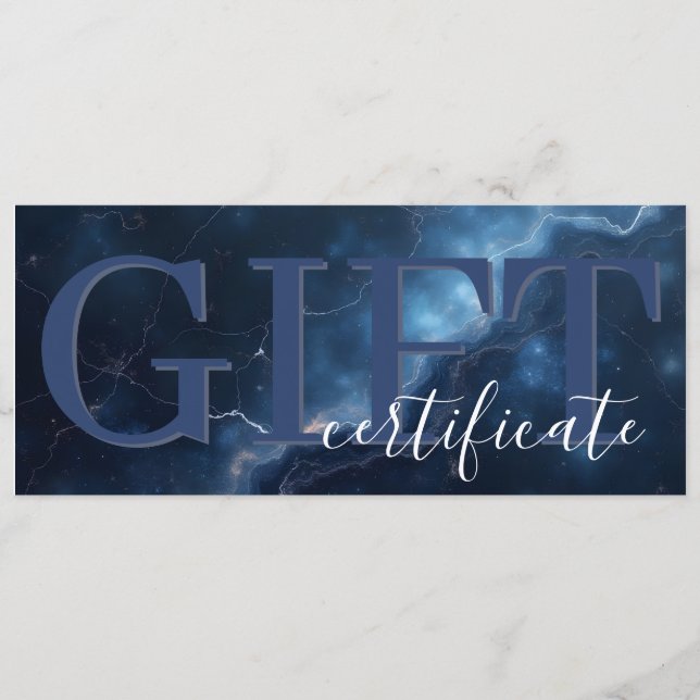 Reserve A Data Elegant Dark Blue Navy Marble Gift Certificate (Frente)