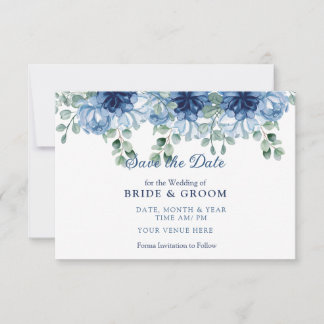 Reserve A Data Elegant Dusty Blue Watercolor Floral Eucalyptus