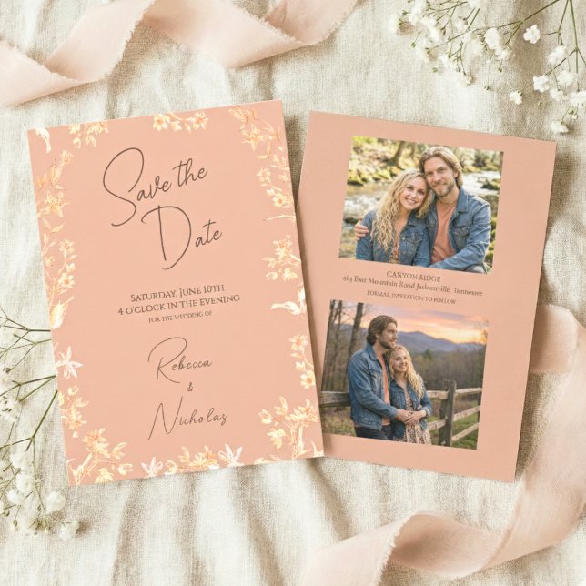 Reserve A Data Elegant Dusty Terracotta Copper Wildflower 2 Photo (Criador carregado)