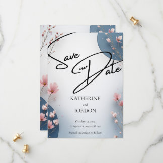 Reserve A Data Elegant Floral Save the Date Wedding Card 