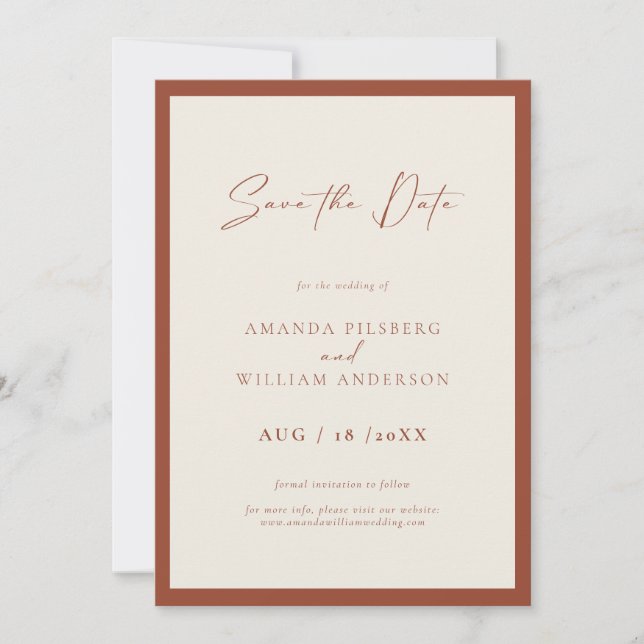 Reserve A Data Elegant Frame Modern Save The Date Card (Frente)