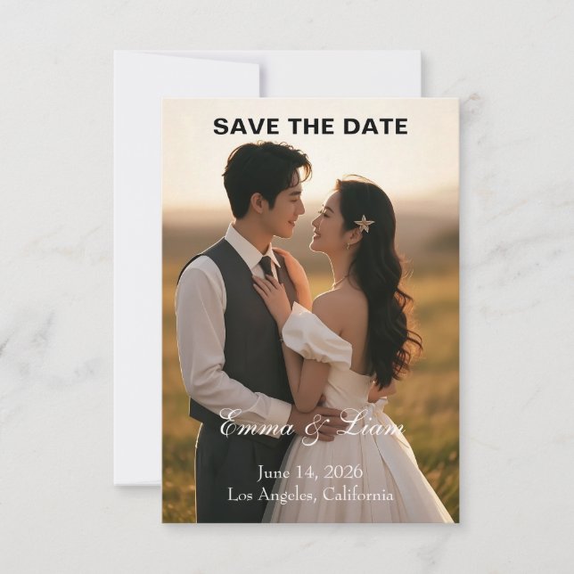 Reserve A Data Elegant Golden-Hour Save the Date Card (Frente)