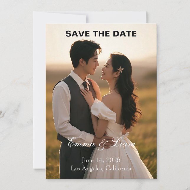 Reserve A Data Elegant Golden-Hour Save the Date Card (Frente)