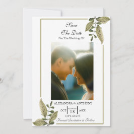 Reserve A Data Elegant Minimalist Greenery Save The Date