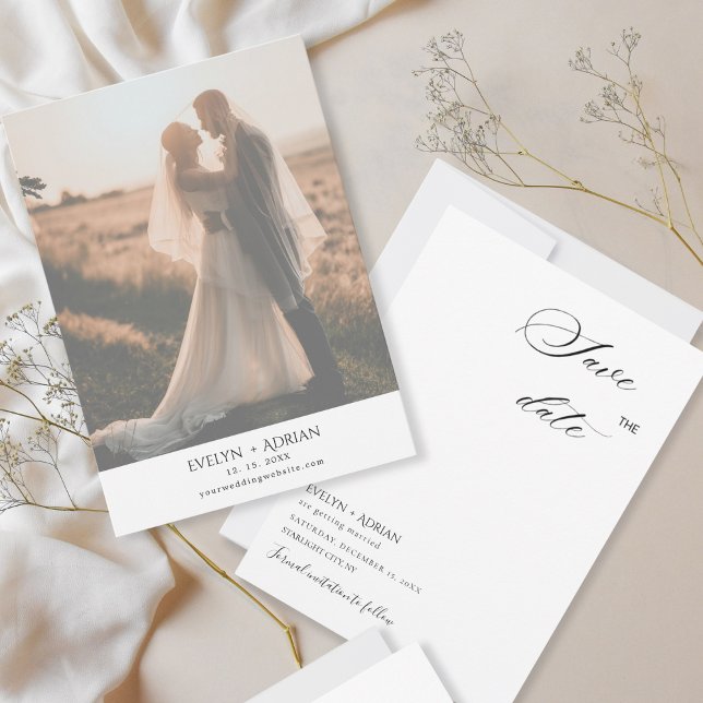 Reserve A Data Elegant Minimalist Photo wedding Save The Date  (Criador carregado)