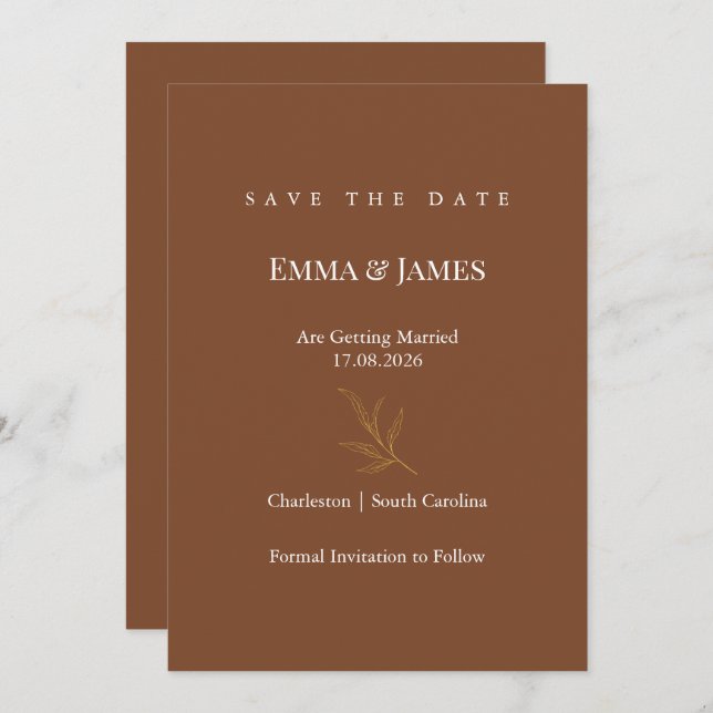 Reserve A Data Elegant Minimalist Save the Date Card | Modern (Frente/Verso)