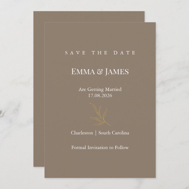 Reserve A Data Elegant Minimalist Save the Date Card | Modern (Frente/Verso)