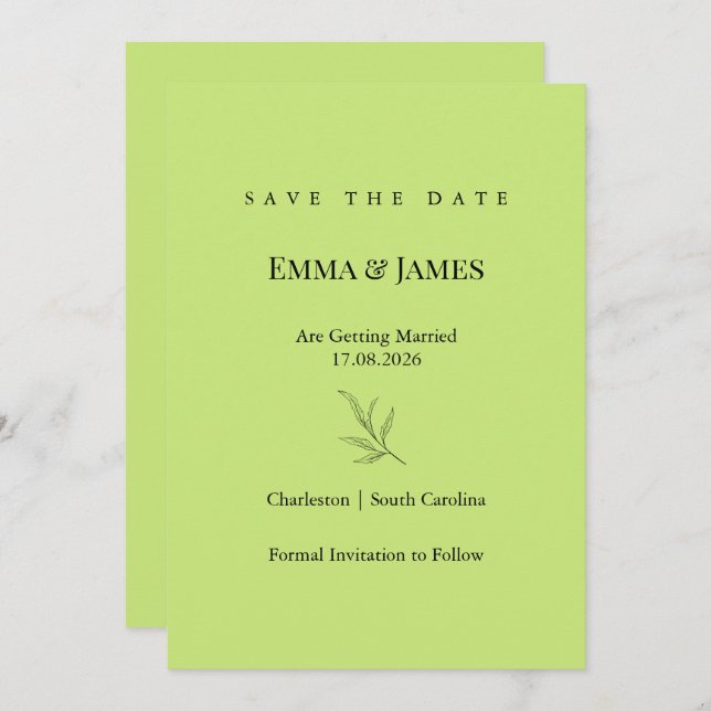 Reserve A Data Elegant Minimalist Save the Date Card | Modern (Frente/Verso)