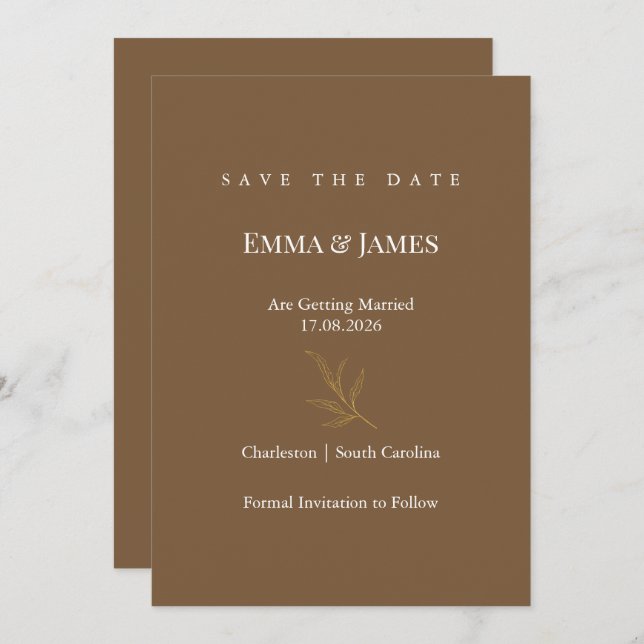 Reserve A Data Elegant Minimalist Save the Date Card | Modern (Frente/Verso)