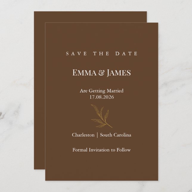 Reserve A Data Elegant Minimalist Save the Date Card | Modern (Frente/Verso)
