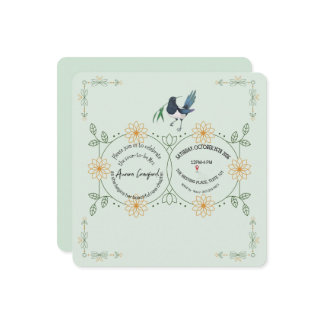 Reserve A Data Elegant Mint Green Floral Bridal Shower Invitation