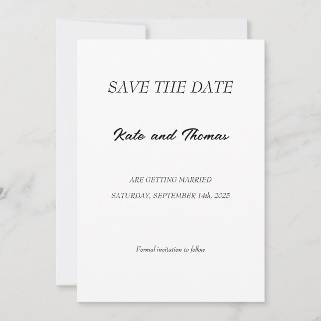 Reserve A Data Elegant Modern Calligraphy Minimalist Chic Wedding (Frente)