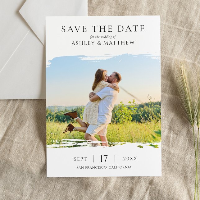 Reserve A Data Elegant Modern Photo Wedding Save the Date (Criador carregado)