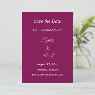 Reserve A Data Elegant Mulberry Wedding Save the Date (Salve a da
