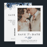 Reserve A Data Elegant Navy Blue Floral Photo & QR Code Wedding<br><div class="desc">Share your exciting news with this elegant navy blue and silver watercolor floral photo Save the Date card. Featuring a beautiful floral botanical design with soft watercolor details and romantic calligraphy script, this card is the perfect blend of modern style and timeless elegance. Add your favorite photo to create a...</div>