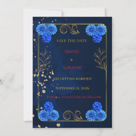 Reserve A Data Elegant Navy Blue Wedding Save the Date Template