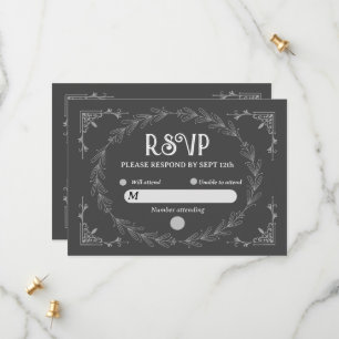 Reserve A Data Elegant Noir Deco Casamento Preto e Branco