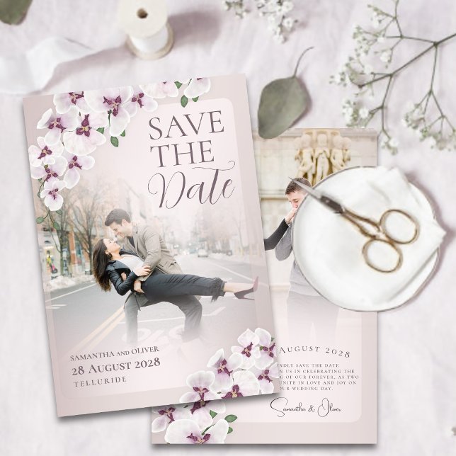 Reserve A Data Elegant Orchid Wedding Save the Date  (Criador carregado)