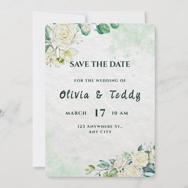 Reserve A Data Elegant Organic Modern Wedding Save The Date (Frente)