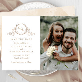 Reserve A Data Elegant Photo Beige Cream Monogram Wedding