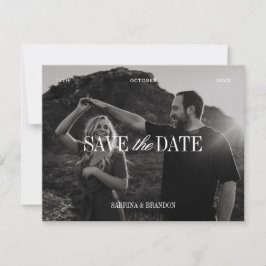 Reserve A Data Elegant Photo Black & White Save the Date Card