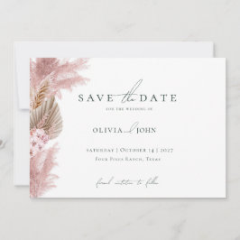 Reserve A Data Elegant Photo Pampas Grass Wedding Save the Date 