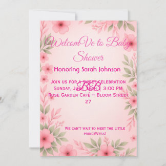Reserve A Data Elegant Pink Floral Baby Shower Invitation