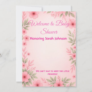 Reserve A Data Elegant Pink Floral Baby Shower Invitation