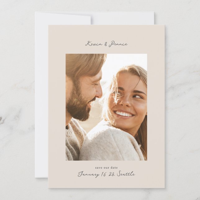 Reserve A Data Elegant Retro Photo Wedding  (Frente)
