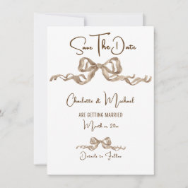 Reserve A Data Elegant Ribbon & Bow Warm Brown Classic Wedding