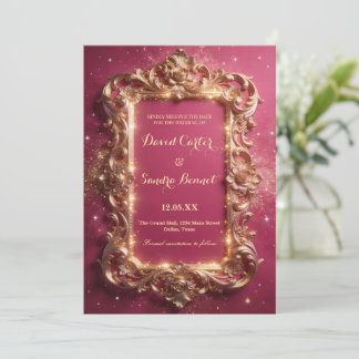 Reserve A Data Elegant Royal Gold & Pink Modern Wedding 