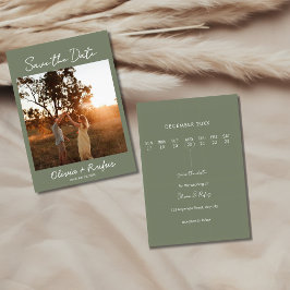 Reserve A Data Elegant Sage Green Photo Save the Date Card