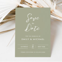 Reserve A Data Elegant Sage Green Simple Script Wedding