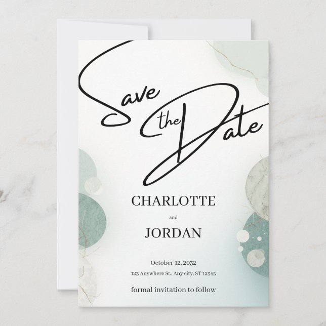 Reserve A Data Elegant Save the Date Wedding Invitation (Frente)