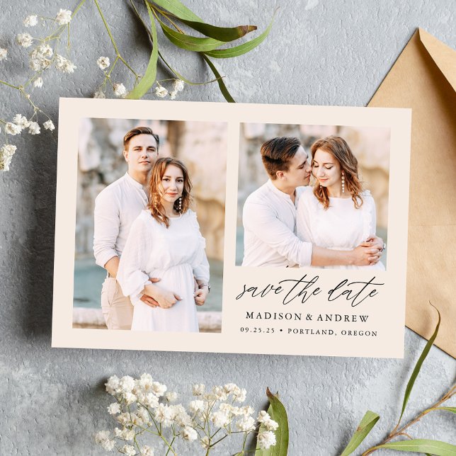 Reserve A Data Elegant Script Creme 2 Foto (Criador carregado)