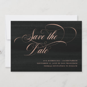 Reserve A Data Elegant Script   Falso Dourado Rosa e Preto