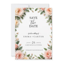 Elegant Script Save the Date com Borda de Rosa Pas