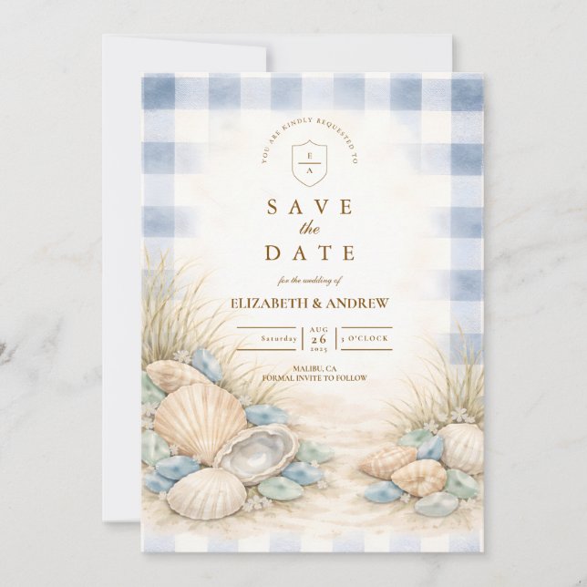 Reserve A Data Elegant Seaside Shell Wedding (Frente)
