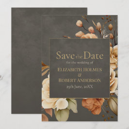 Reserve A Data Elegant Taupe Floral Save the Date