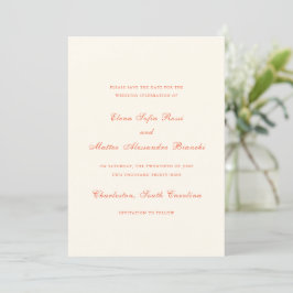 Reserve A Data Elegant Terracotta Modern Classic Wedding
