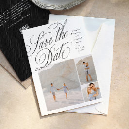 Reserve A Data Elegant three photo black and white wedding