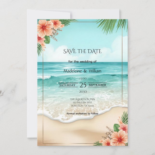 Reserve A Data Elegant Tropical Coastal Hawaiian Beach Wedding (Frente)