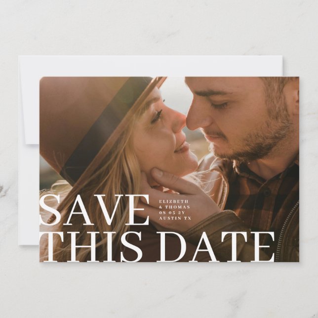 Reserve A Data Elegant Typography Save This Date & Photo Wedding (Frente)
